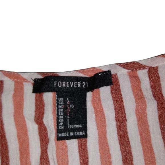 Forever 21 Super Cute Over the Shoulder Striped Crop Top with Ruffles 🧡❤️ - Picture 3 of 7